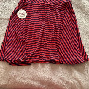 SO Red and Navy Striped Skater Skirt
